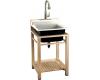 Kohler Bayview K-6608-3P-96 Biscuit Wood Stand Utility Sink with Three-Hole Faucet Drilling on Top of Backsplash