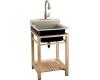 Kohler Bayview K-6608-3P-G9 Sandbar Wood Stand Utility Sink with Three-Hole Faucet Drilling on Top of Backsplash