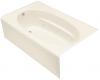 Kohler Windward K-1112-GLA-47 Almond 5' BubbleMassage Bath Tub with Integral Apron and Left-Hand Drain