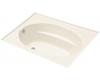 Kohler Windward K-1112-GLF-47 Almond 5' BubbleMassage Bath Tub with Three-Side Integral Flange and Left-Hand Drain