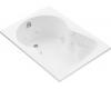 Kohler Synchrony K-1196-LH-0 White 5' Whirlpool Bath Tub with Flange, Heater, Left-Hand Drain and Softgrip Grip Handles