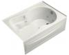 Kohler Synchrony K-1196-RA-0 White 5' Whirlpool Bath Tub with Integral Apron, Right-Hand Drain and Softgrip Grip Handles