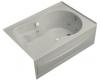 Kohler Synchrony K-1196-RA-95 Ice Grey 5' Whirlpool Bath Tub with Integral Apron, Right-Hand Drain and Softgrip Grip Handles