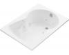 Kohler Synchrony K-1196-RH-0 White 5' Whirlpool Bath Tub with Flange, Heater, Right-Hand Drain and Softgrip Grip Handles