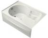 Kohler Synchrony K-1198-HL-0 White 6' Whirlpool Bath Tub with Integral Apron, Heater, Left-Hand Drain and Softgrip Grip Handles