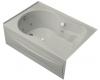 Kohler Synchrony K-1198-HL-95 Ice Grey 6' Whirlpool Bath Tub with Integral Apron, Heater, Left-Hand Drain and Softgrip Grip Handles