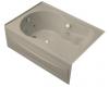Kohler Synchrony K-1198-HL-G9 Sandbar 6' Whirlpool Bath Tub with Integral Apron, Heater, Left-Hand Drain and Softgrip Grip Handles