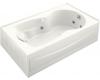 Kohler Synchrony K-1198-RA-0 White 6' Whirlpool Bath Tub with Integral Apron, Right-Hand Drain and Softgrip Grip Handles