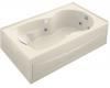 Kohler Synchrony K-1198-RA-47 Almond 6' Whirlpool Bath Tub with Integral Apron, Right-Hand Drain and Softgrip Grip Handles