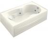 Kohler Synchrony K-1198-RA-96 Biscuit 6' Whirlpool Bath Tub with Integral Apron, Right-Hand Drain and Softgrip Grip Handles
