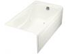 Kohler Hourglass K-1209-RA-0 White 32 Whirlpool Bath Tub with Integral Apron, Flange and Right-Hand Drain