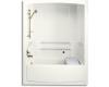 Kohler Freewill K-12105-N-0 White Whirlpool Bath Tub and Shower Module with Nylon Grab Bars and Left-Hand Drain