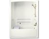 Kohler Freewill K-12106-C-0 White Whirlpool Bath Tub and Shower Module with Brushed Stainless Steel Grab Bars and Right-Hand Drain