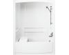 Kohler Freewill K-12106-N-0 White Whirlpool Bath Tub and Shower Module with Nylon Grab Bars and Right-Hand Drain