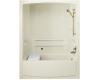 Kohler Freewill K-12106-P-96 Biscuit Whirlpool Bath Tub and Shower Module with Polished Stainless Steel Grab Bars and Right-Hand Drain