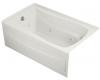 Kohler Mariposa K-1239-HL-0 White Mariposa 5' Whirlpool Bath Tub with Integral Apron, Left-Hand Drain and Heater