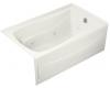 Kohler Mariposa K-1239-RA-0 White Mariposa 5' Whirlpool Bath Tub with Integral Apron, Flange and Right-Hand Drain