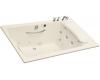 Kohler RiverBath K-1360-H2-47 Almond Quadrangle Whirlpool Bath Tub with Integral Fill and Chromatherapy