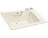 Kohler RiverBath K-1360-H3-47 Almond Quadrangle Whirlpool Bath Tub with Integral Fill and Hot/Cold Valves