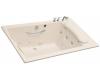 Kohler RiverBath K-1360-H3-55 Innocent Blush Quadrangle Whirlpool Bath Tub with Integral Fill and Hot/Cold Valves