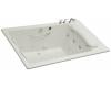 Kohler RiverBath K-1360-H3-95 Ice Grey Quadrangle Whirlpool Bath Tub with Integral Fill and Hot/Cold Valves