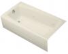 Kohler Mendota K-513-H2-47 Almond Whirlpool Bath Tub with Left-Hand Drain