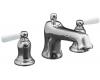 Kohler Bancroft K-T10592-4P-CP Polished Chrome Deck-Mount Bath Faucet Trim with White Ceramic Lever Handles
