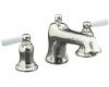 Kohler Bancroft K-T10592-4P-SN Vibrant Polished Nickel Deck-Mount Bath Faucet Trim with White Ceramic Lever Handles