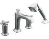 Kohler Margaux K-T16236-3-BN Vibrant Brushed Nickel Deck-Mount Bath Faucet Trim with Cross Handles