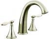 Kohler Finial Traditional K-T314-4F-SN Vibrant Polished Nickel Deck-Mount High-Flow Roman Tub Faucet Trim with Lever Handles and Biscuit 