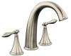 Kohler Finial Traditional K-T314-4M-BN Vibrant Brushed Nickel Deck-Mount High-Flow Roman Tub Faucet Trim with Lever Handles