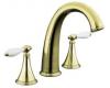 Kohler Finial Traditional K-T314-4P-AF Vibrant French Gold Deck-Mount High-Flow Roman Tub Faucet Trim with Lever Handles and White Insert