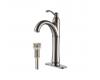Kraus FVS-1005-PU-10SN Riviera Satin Nickel Single Lever Vessel Bathroom Faucet With Matching Pop Up Drain