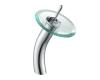 Kraus KGW-1700CH-CL Chrome Single Lever Vessel Glass Waterfall Bathroom Faucet With Clear Glass Disk