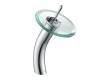 Kraus KGW-1700CH-CL Chrome Single Lever Vessel Glass Waterfall Bathroom Faucet With Clear Glass Disk