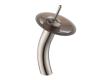 Kraus KGW-1700SN-BRFR Satin Nickel Single Lever Vessel Glass Waterfall Bathroom Faucet With Brown Frosted Glass Disk