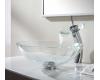 Kraus C-GV-100-12mm-10CH Chrome Crystal Clear Glass Vessel Sink And Waterfall Faucet