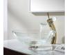Kraus C-GV-100-12mm-10G Crystal Clear Glass Vessel Sink And Waterfall Faucet Gold