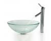Kraus C-GV-101-12mm-1002CH Chrome Clear Glass Vessel Sink And Sheven Faucet