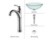 Kraus C-GV-101-12mm-1005CH Chrome Clear Glass Vessel Sink And Riviera Faucet