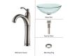 Kraus C-GV-101-12mm-1005SN Clear Glass Vessel Sink And Riviera Faucet Satin Nickel