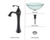 Kraus C-GV-101-12mm-15000ORB Clear Glass Vessel Sink And Ventus Faucet Oil Rubbed Bronze