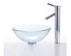 Kraus C-GV-101-14-12mm-1002CH Chrome Clear 14" Glass Vessel Sink And Sheven Faucet