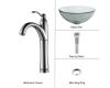 Kraus C-GV-101-14-12mm-1005CH Chrome Clear 14" Glass Vessel Sink And Riviera Faucet