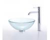 Kraus C-GV-101-14-12mm-1007CH Chrome Clear 14" Glass Vessel Sink And Ramus Faucet