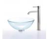 Kraus C-GV-101-14-12mm-1007SN Clear 14" Glass Vessel Sink And Ramus Faucet Satin Nickel Kraus C-GV-101-14-12mm-1007SN Clear 14" Glass Vessel Sink And Ramus Faucet Satin Nickel