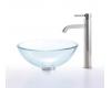 Kraus C-GV-101-14-12mm-1007SN Clear 14" Glass Vessel Sink And Ramus Faucet Satin Nickel