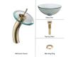 Kraus C-GV-101-14-12mm-10G Clear 14" Glass Vessel Sink And Waterfall Faucet Gold Kraus C-GV-101-14-12mm-10G Clear 14" Glass Vessel Sink And Waterfall Faucet Gold