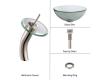 Kraus C-GV-101-14-12mm-10SN Clear 14" Glass Vessel Sink And Waterfall Faucet Satin Nickel