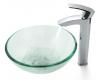 Kraus C-GV-101-14-12mm-1810CH Chrome Clear 14" Glass Vessel Sink And Visio Faucet Kraus C-GV-101-14-12mm-1810CH Chrome Clear 14" Glass Vessel Sink And Visio Faucet